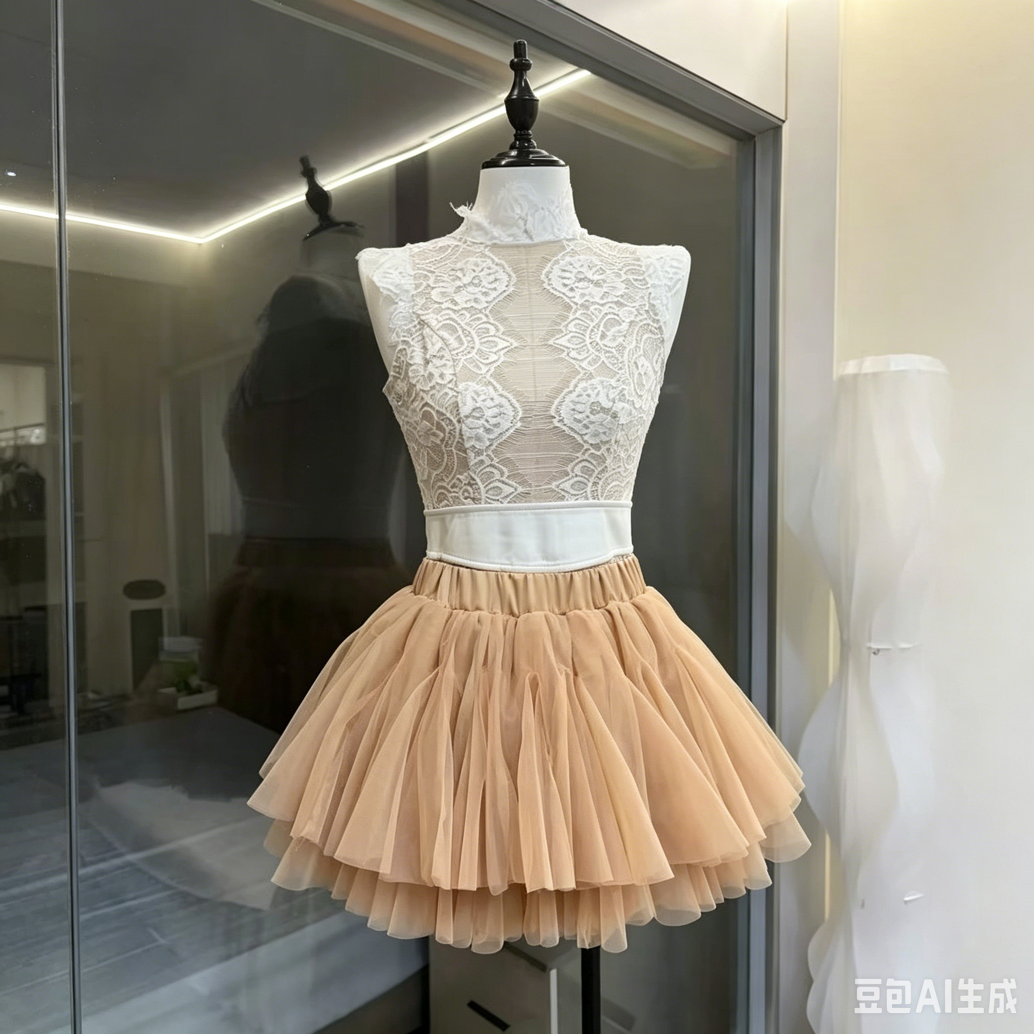 1_1_6_ceeffb06-ceca-4a61-b8e2-b89c009b0077 HIGH NECK LACE TOP & PUFFY TULLE SKIRT SET