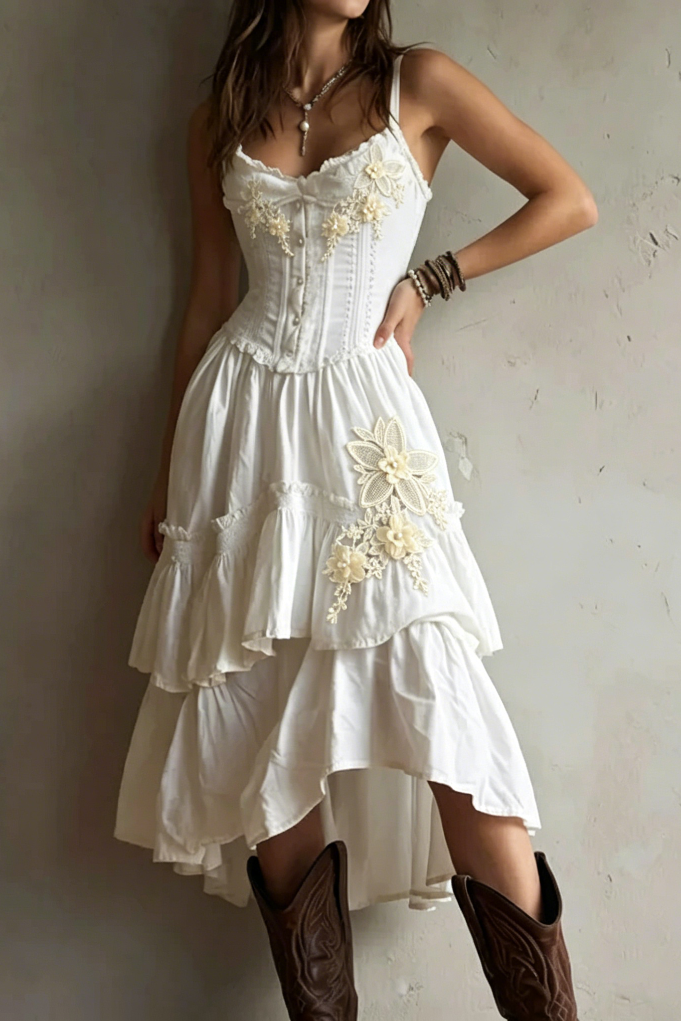 1_940ecedb-c1f7-439a-9363-7efaa06903a0 CORSET LACE TRIM TIERED MIDI DRESS