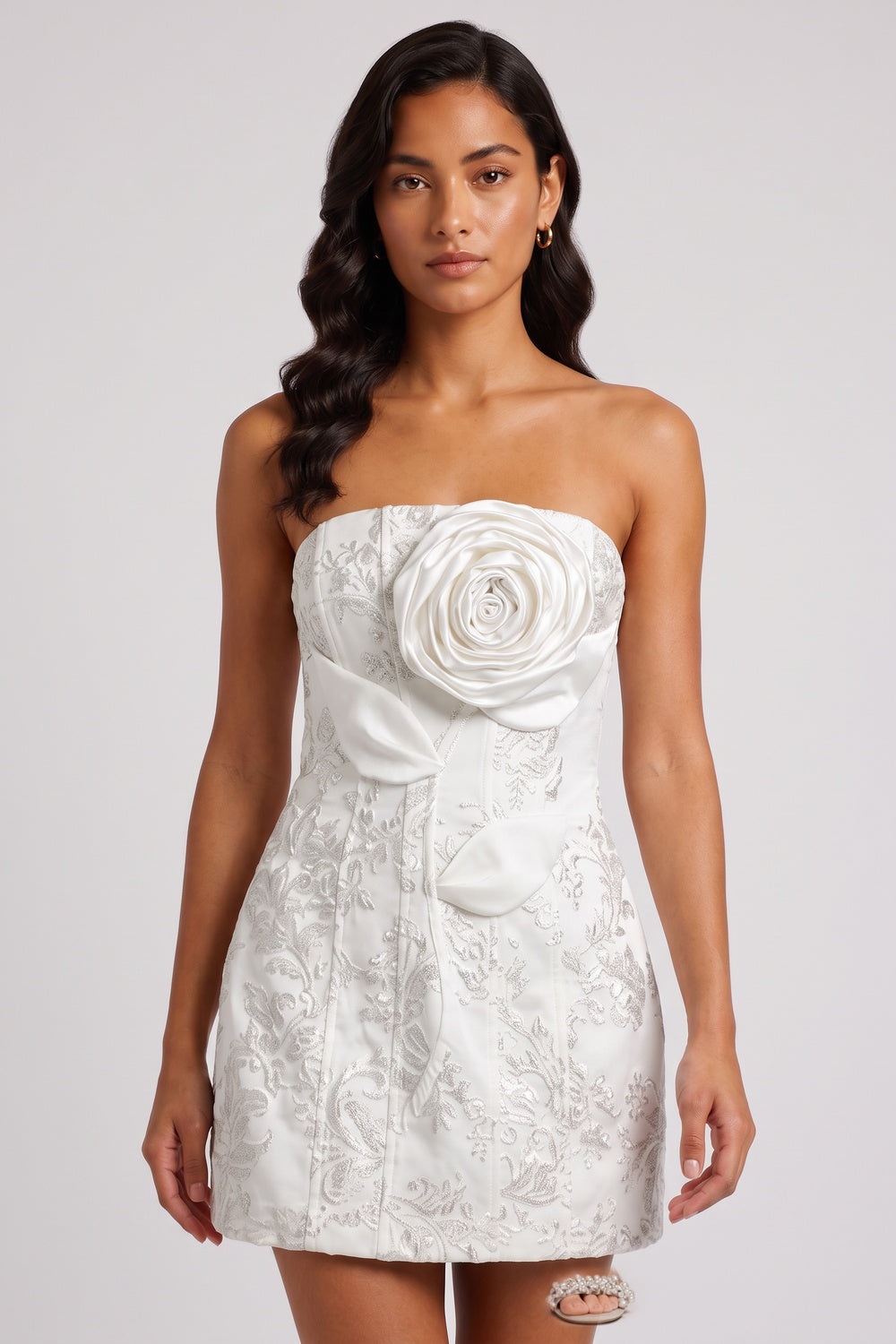 1a419d1fea8517c4 STRAPLESS ROSE LACE MINI WEDDING DRESS