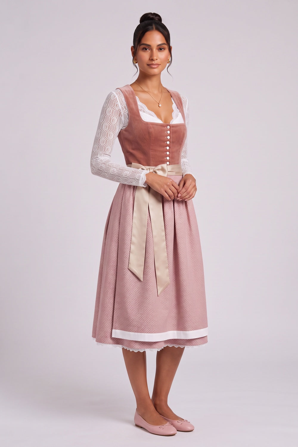 20113856dc707228 DUSTY ROSE VELVET A-LINE DIRNDL DRESS