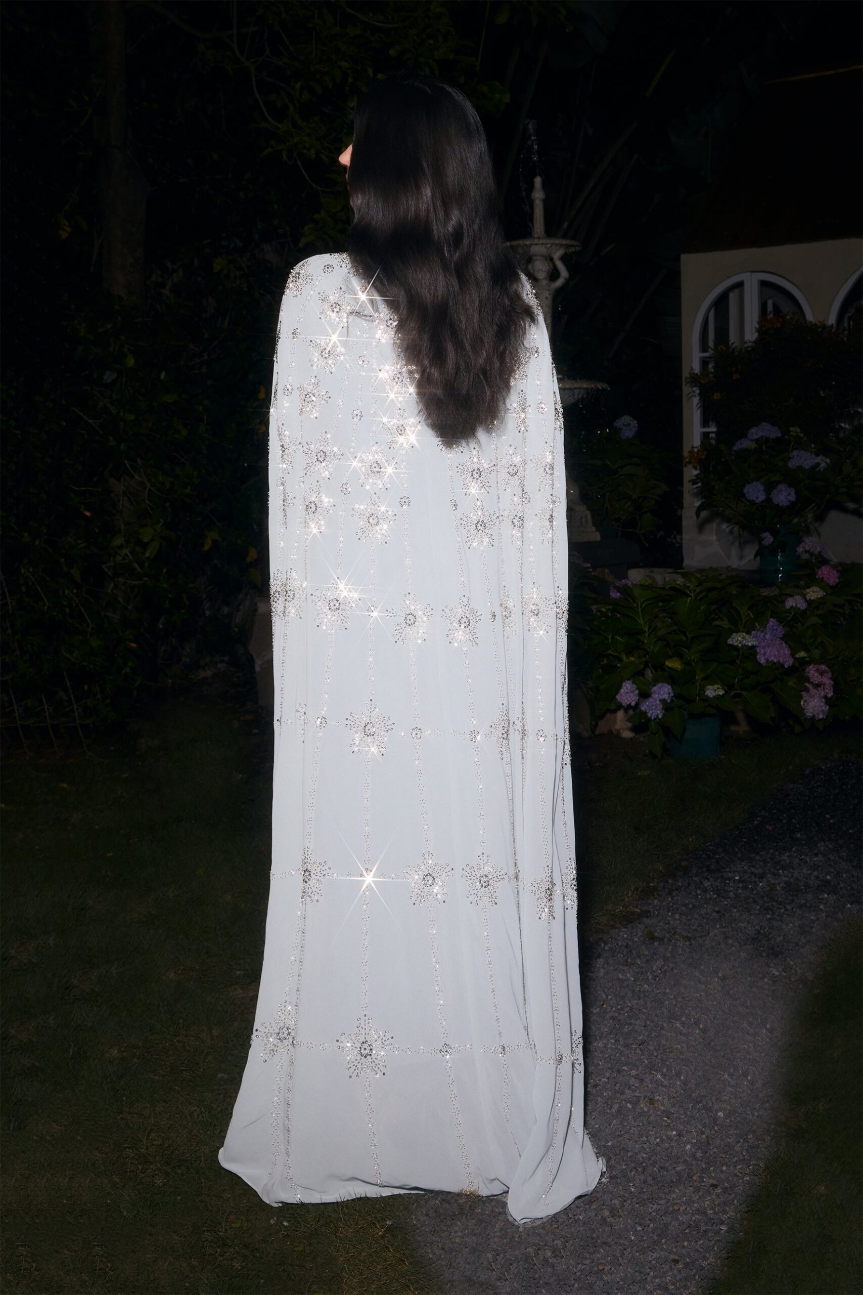 2025-1030-2852 LIGHT BLUE STAR RHINESTONE CAPE KAFTAN GOWN