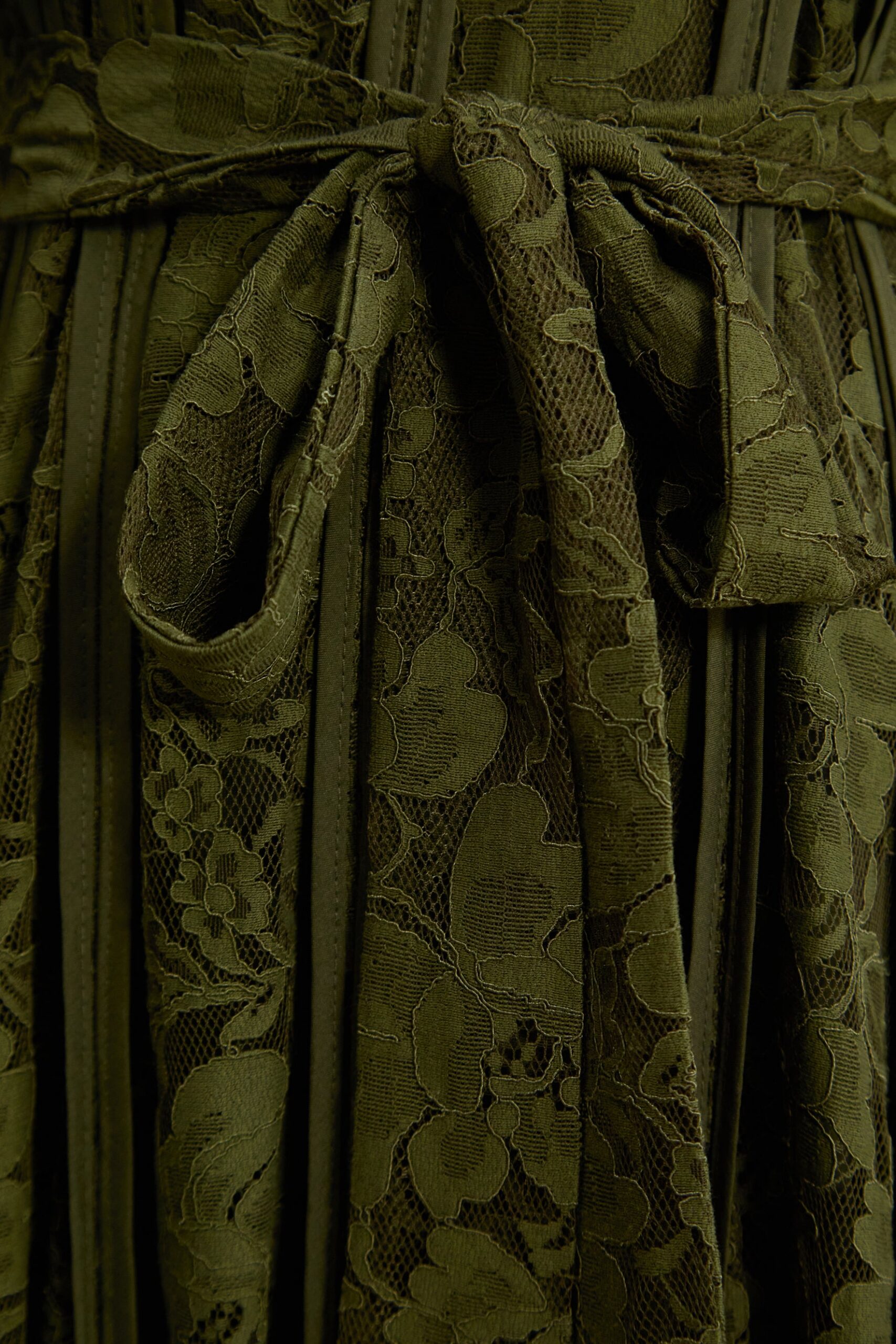 2026-0310-16-11592-_2 OLIVE FLORAL LACE HIGH NECK BELL SLEEVE MAXI DRESS