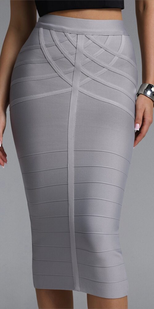 2026-04-03-patrycja232054 GEOMETRIC BANDAGE MIDI PENCIL SKIRT - WORK CHIC