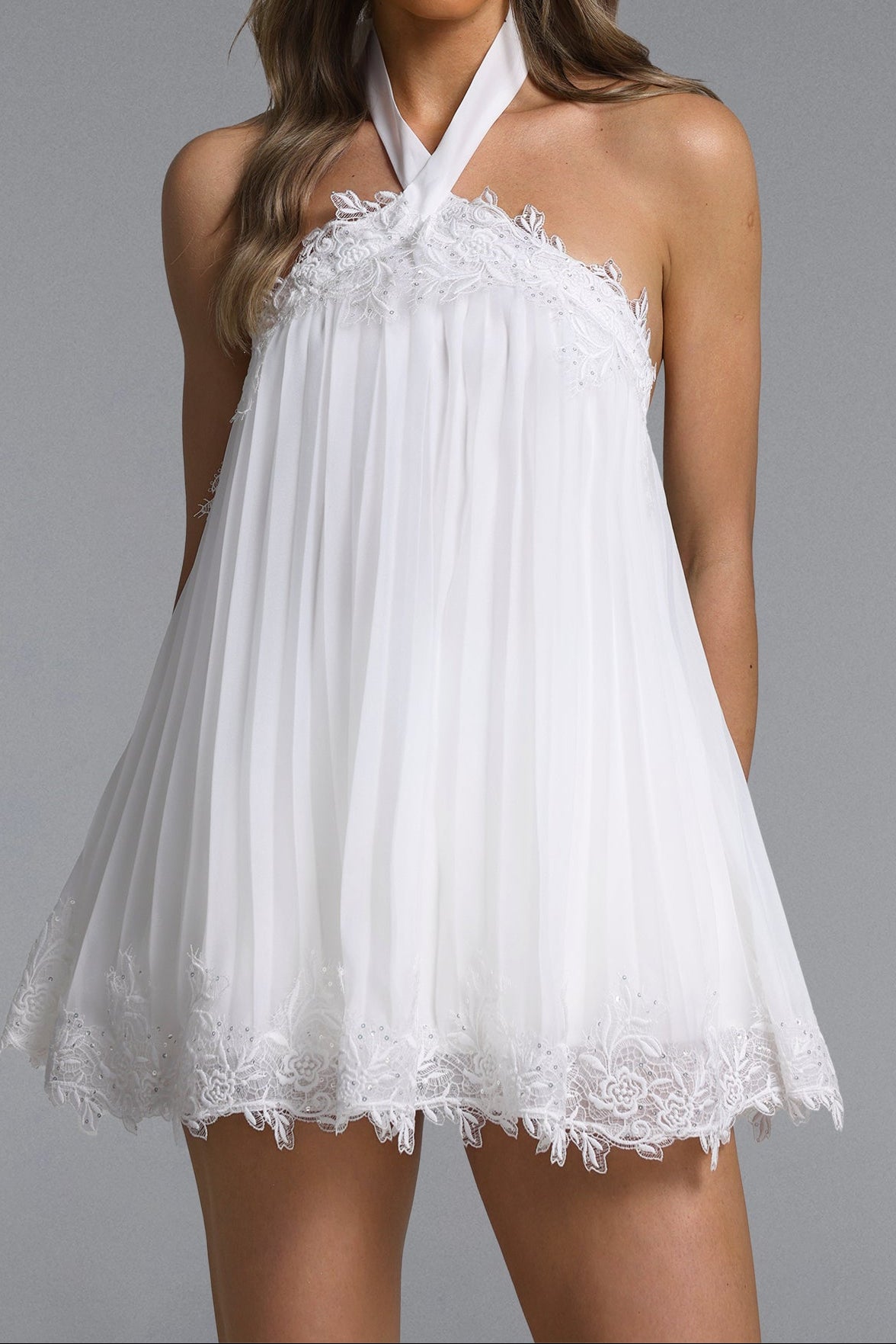 2026-04-03-patrycja233235 WHITE HALTER LACE BABYDOLL MINI DRESS FOR PARTY