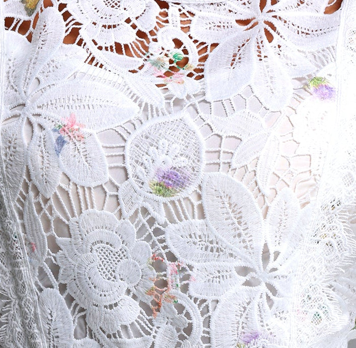 2026-04-14-maysa237675 WHITE LACE CAP SLEEVE A-LINE MIDI DRESS FOR WEDDING GUEST