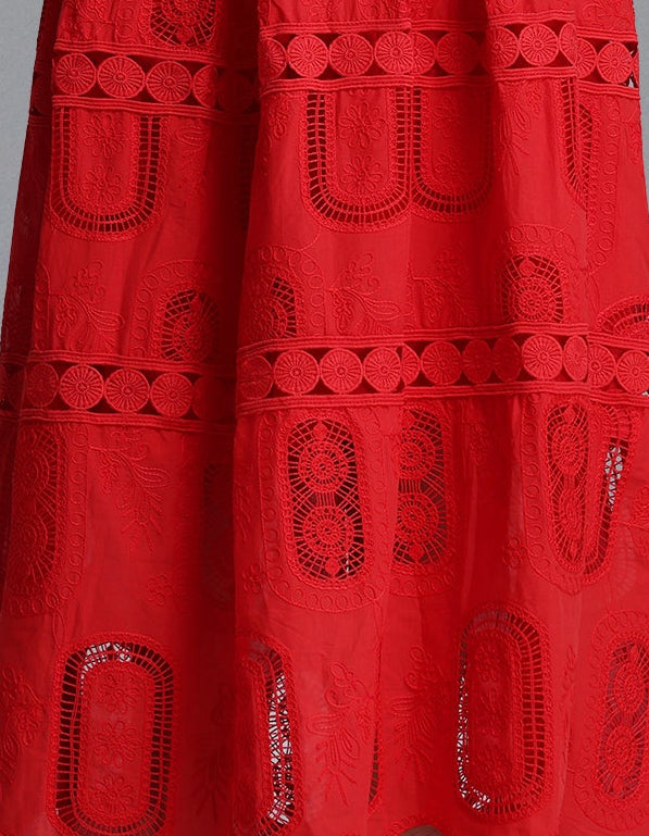 2026-04-14-maysa239628 RED RUFFLE V-NECK CROP TOP & TIERED MAXI SKIRT SET