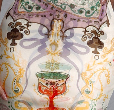 2026-05-12-maysa254058 VINTAGE TAROT CUP PRINT BEADED SWEETHEART SATIN MERMAID MIDI DRESS
