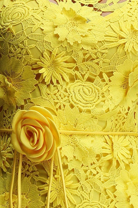 2026-05-27-alba266651 BRIGHT YELLOW 3D FLORAL LACE MERMAID BELTED MAXI DRESS
