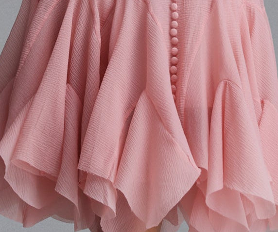 2026-06-09-maysa271531 BLUSH PINK SLEEVELESS CREW NECK MIDI DRESS WITH BUTTON FRONT & RUFFLE HEM