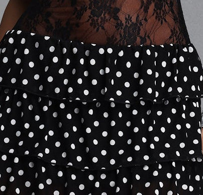 2026-06-09-maysa272770 BLACK WHITE POLKA DOT OFF-SHOULDER PUFF SLEEVE MINI DRESS