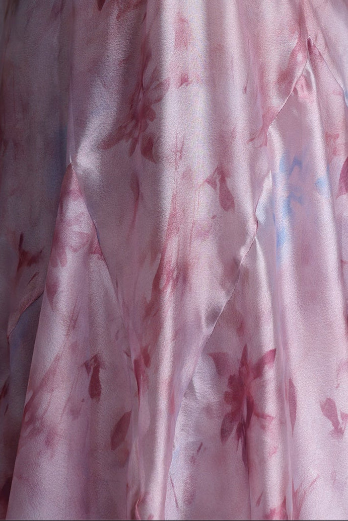 2026-06-18-alba278406 PINK WATERCOLOR FLORAL LACE V-NECK RUFFLE MAXI DRESS