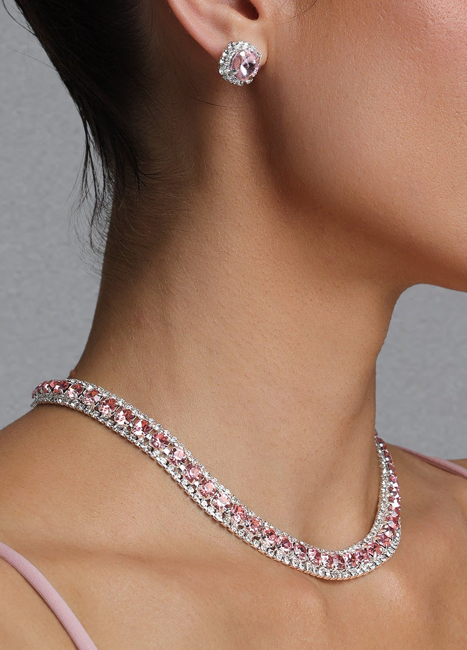 2026-06-24-andrea-m282555 PINK CRYSTAL CHOKER & STUD EARRING SET FOR PARTY