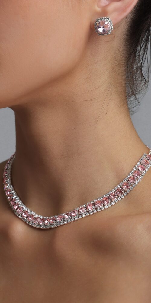 2026-06-24-andrea-m282561 PINK CRYSTAL CHOKER & STUD EARRING SET FOR PARTY