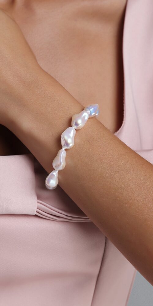 BAROQUE PEARL BEADED BRACELET, IRREGULAR STATEMENT JEWELRY
