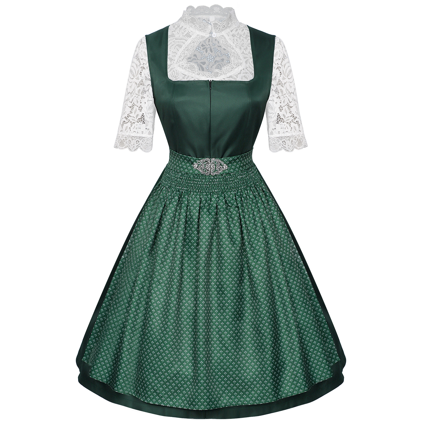 2026-08-06_171209_396 DARK GREEN SATIN DIRNDL SET – FIT & FLARE WEDDING OUTFIT