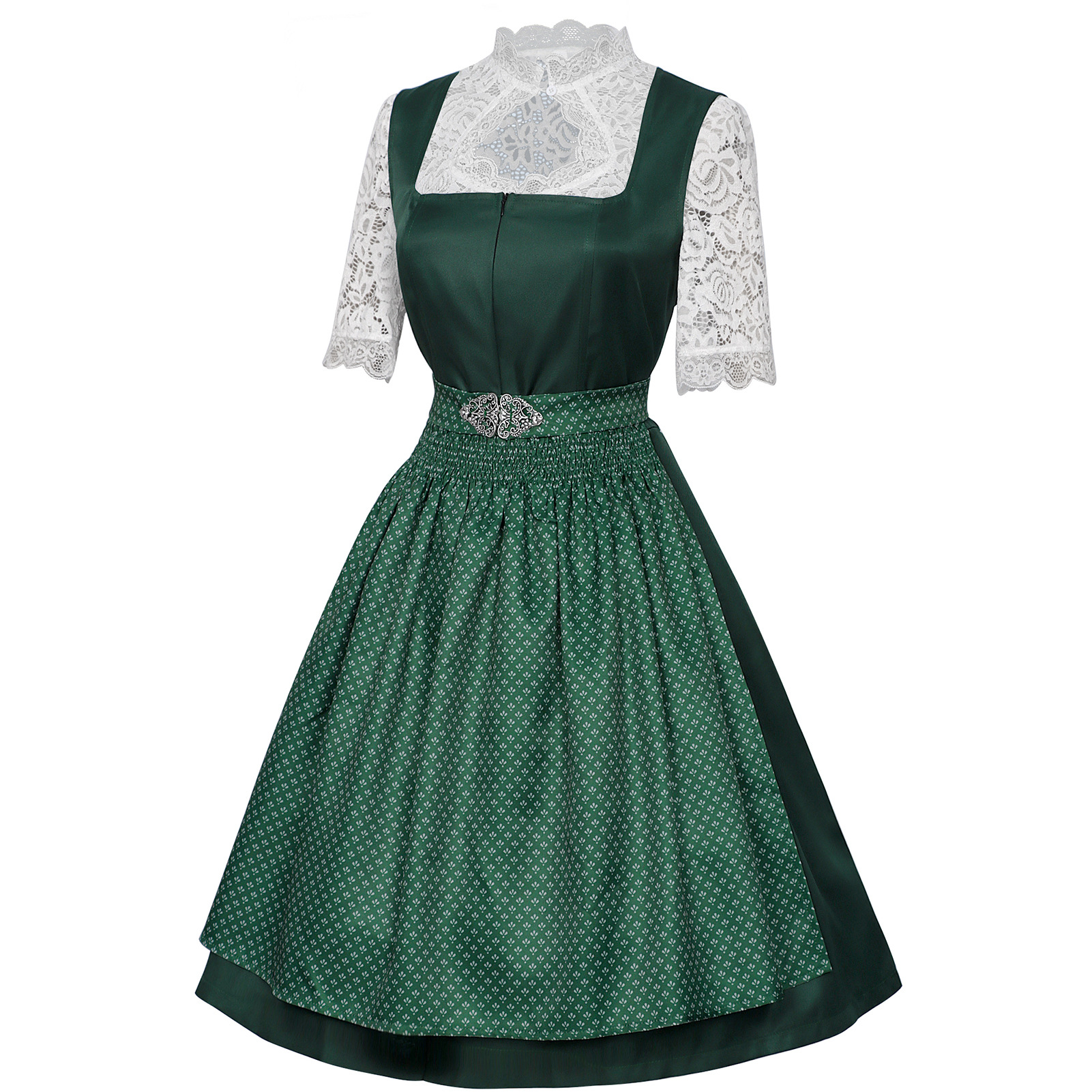 2026-08-06_171213_510 DARK GREEN SATIN DIRNDL SET – FIT & FLARE WEDDING OUTFIT