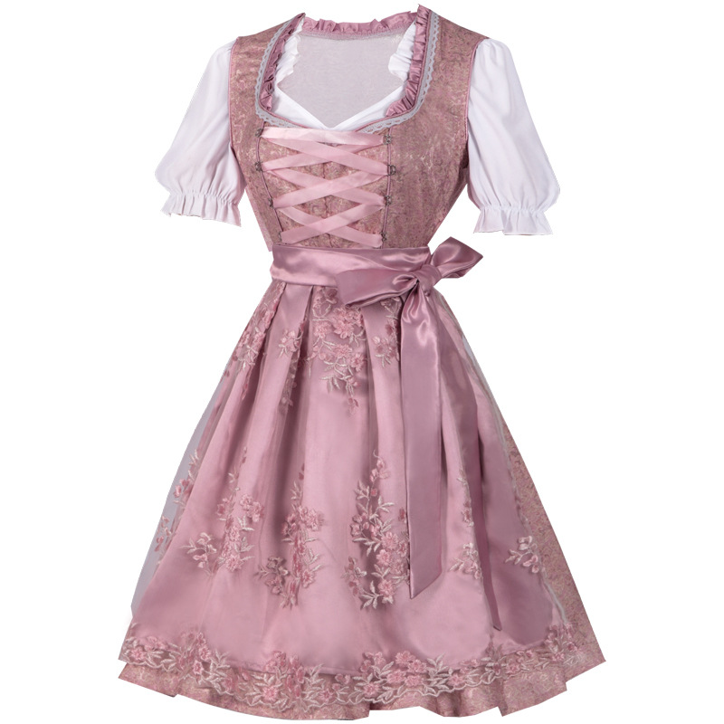 2026-08-07_134732_208 DUSTY PINK BROCADE FIT-FLARE DIRNDL SET