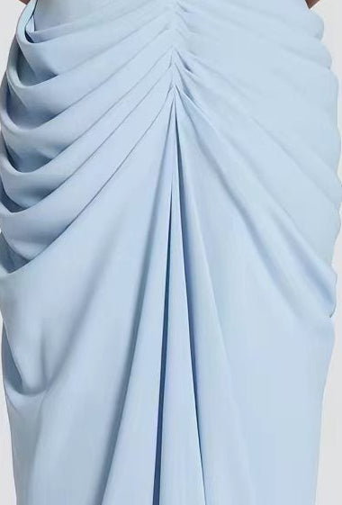 20260708150933_261_34 LIGHT BLUE STRAPLESS RUCHED SIDE SLIT TRAIN MAXI FORMAL DRESS