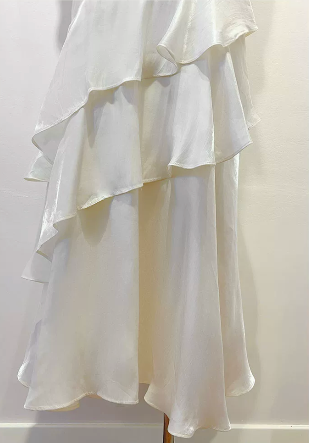 20260716164311_311_34 OFF SHOULDER TWIST RUCHED TIERED RUFFLE SATIN MAXI DRESS