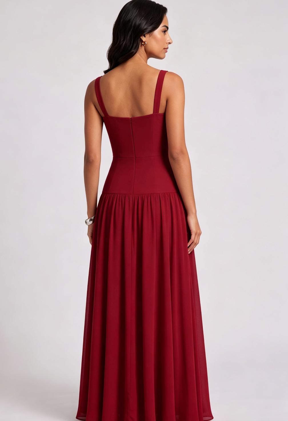 20260731163629_357_34 SQUARE NECK RHINESTONE PEARL FLOWY MAXI DRESS