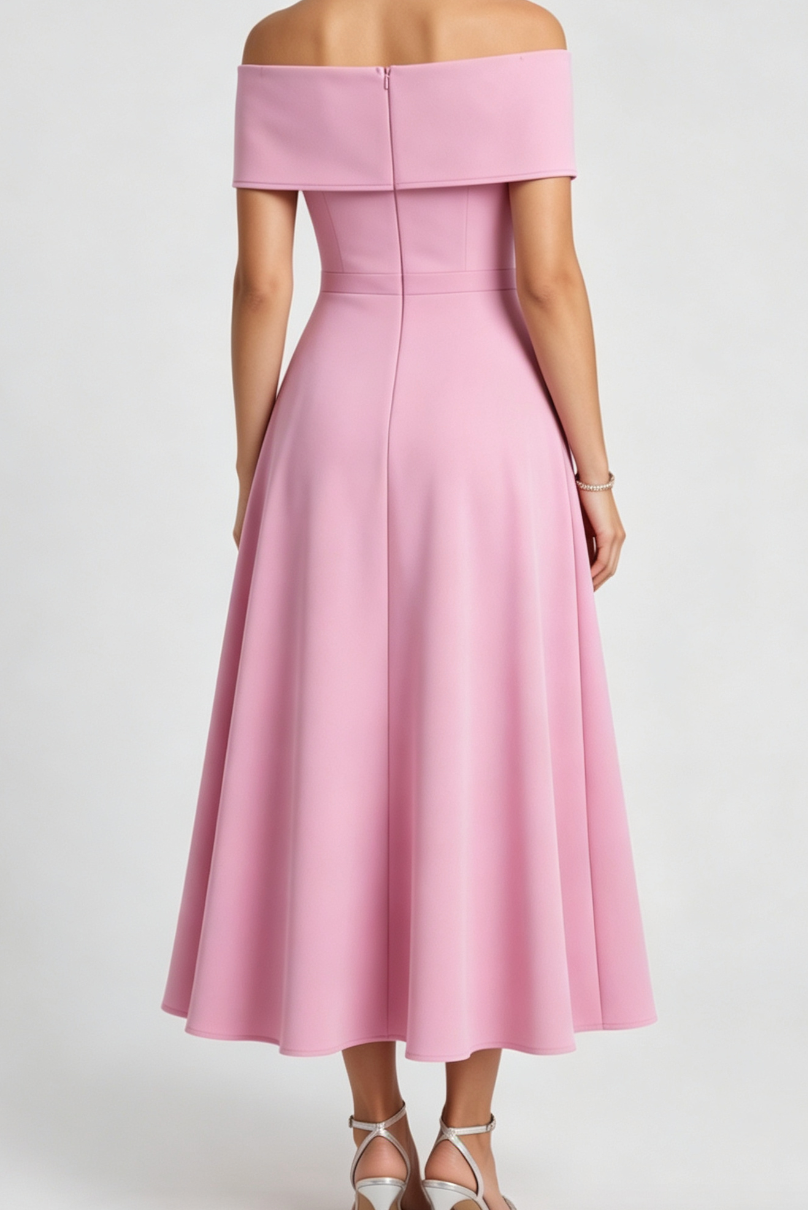 20260804163233_381_34 LIGHT PINK MATTE A-LINE FLARE EVENING DRESS
