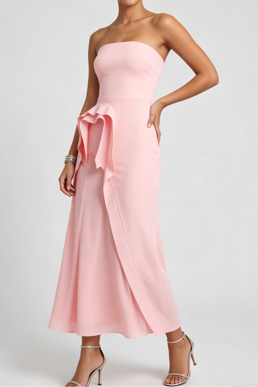 20260804171729_382_34 LIGHT PINK A-LINE DRESS STRUCTURED BODICE FLARED SKIRT