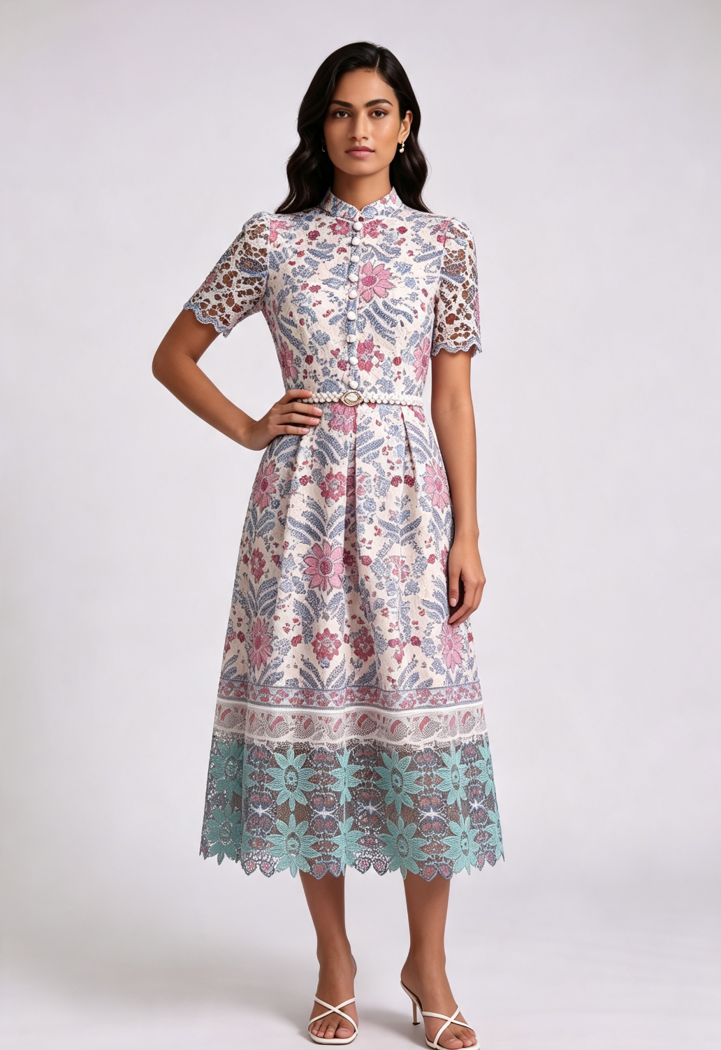 20260811141613_493_34 CREAM GUIPURE LACE A-LINE WEDDING GUEST DRESS