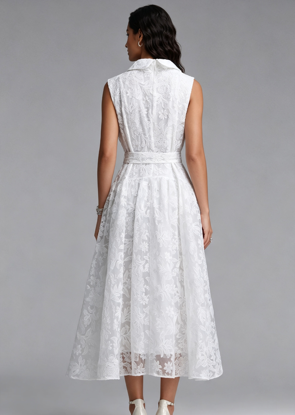 20260811143543_499_34 WHITE FLORAL LACE A-LINE MIDI DRESS FOR WEDDING GUEST