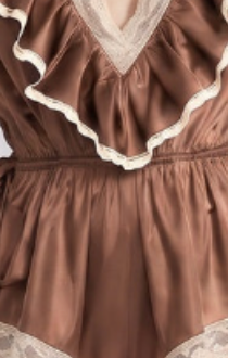 20260811153521_514_34 BRONZE SATIN RUFFLED ROMPER | CINCHED WAIST