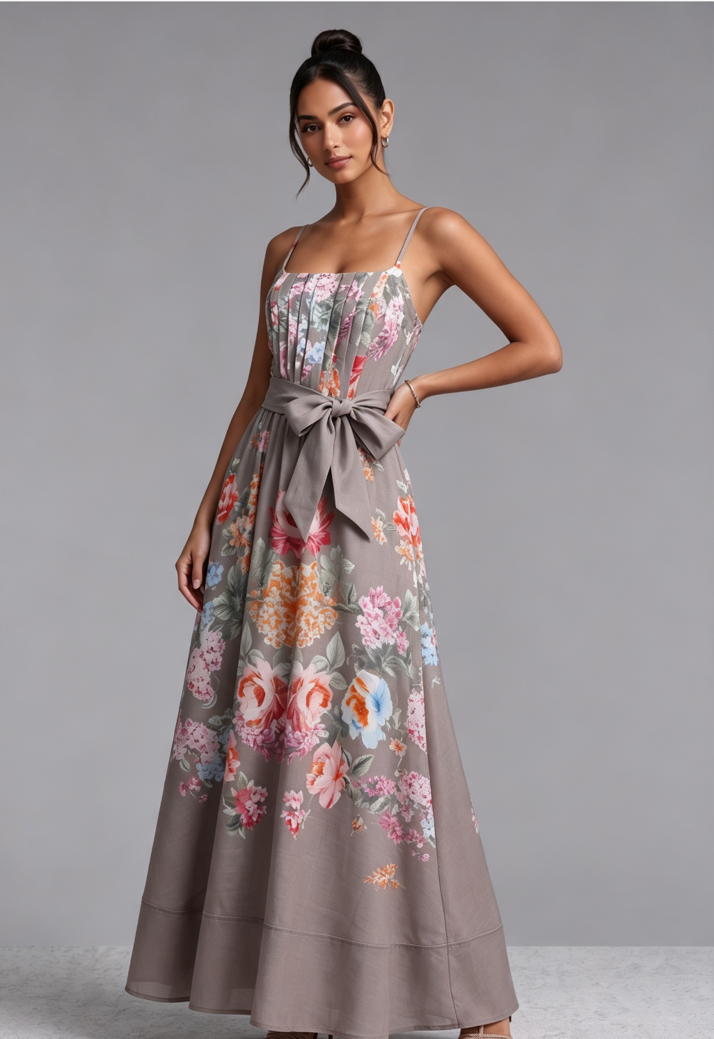 20260812140112_534_34 TAUPE LINEN A-LINE FLORAL MAXI DRESS