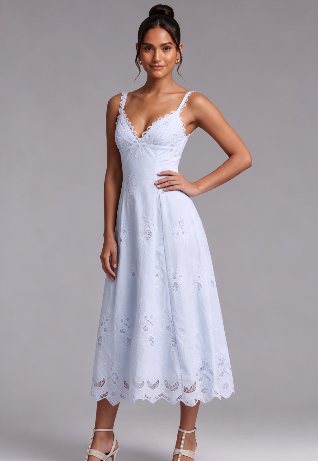 20260812140158_535_34 LIGHT BLUE EYELET A-LINE MIDI DRESS FOR SUMMER