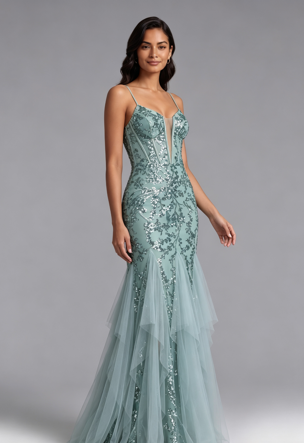 20260818140449_596_34 SEAFOAM SEQUIN MERMAID EVENING GOWN