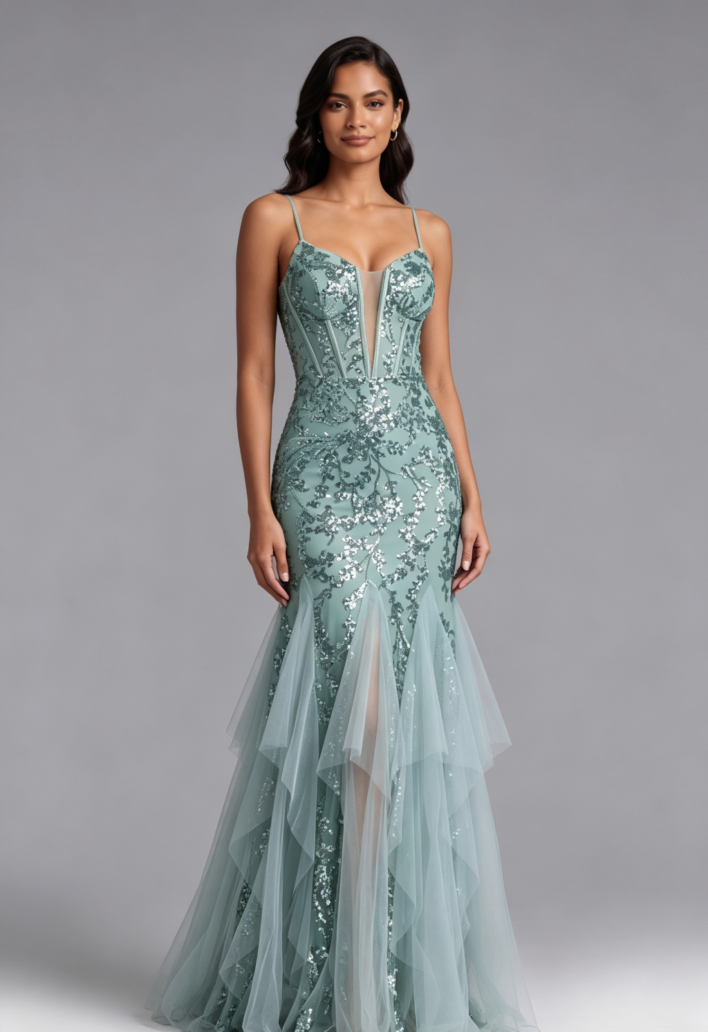 20260818140449_597_34 SEAFOAM SEQUIN MERMAID EVENING GOWN
