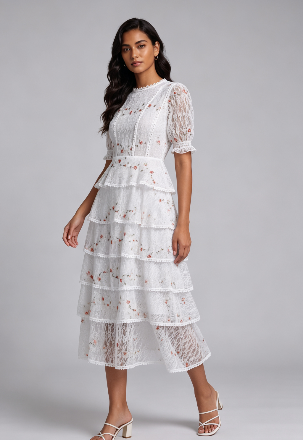 20260818141027_600_34 WHITE TIERED FLORAL MIDI DRESS FOR WEDDING GUEST