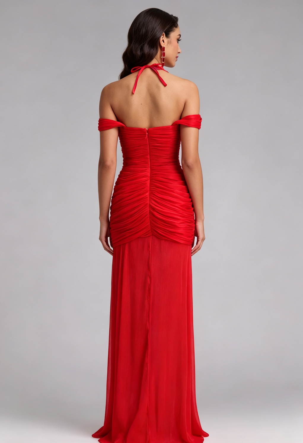 20260818142918_607_34 RED FLORAL HALTER GOWN, FLOOR-LENGTH FORMAL