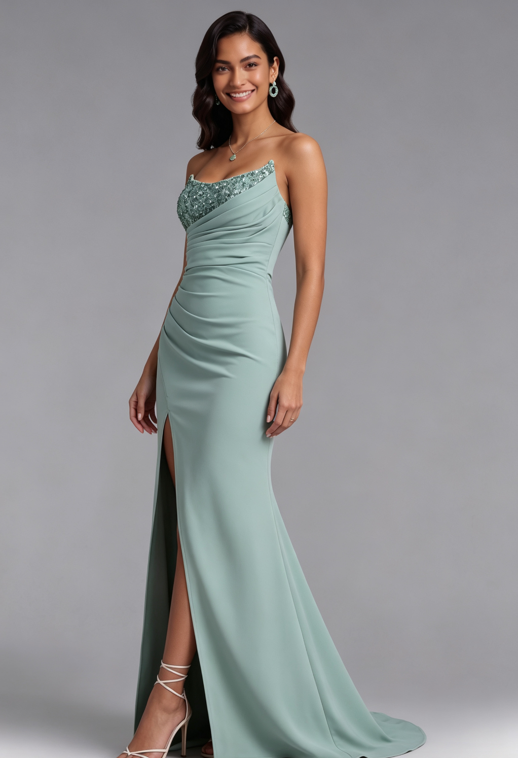 20260818143105_608_34 MINT GREEN ONE-SHOULDER SEQUIN COCKTAIL GOWN