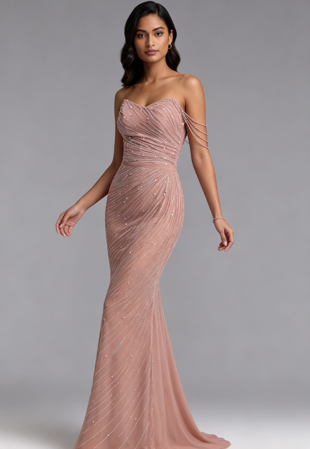 20260818143810_610_34 DUSTY PINK BEADED MERMAID COLD SHOULDER EVENING GOWN
