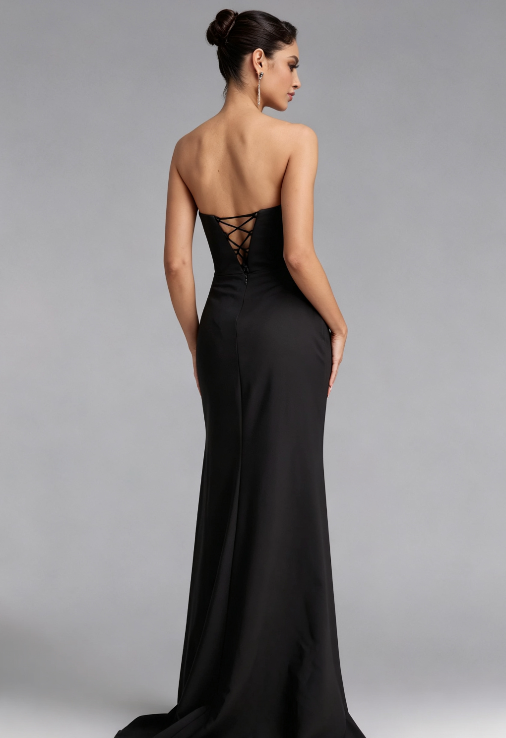 BLACK STRAPLESS FRINGE GOWN, PARTY READY