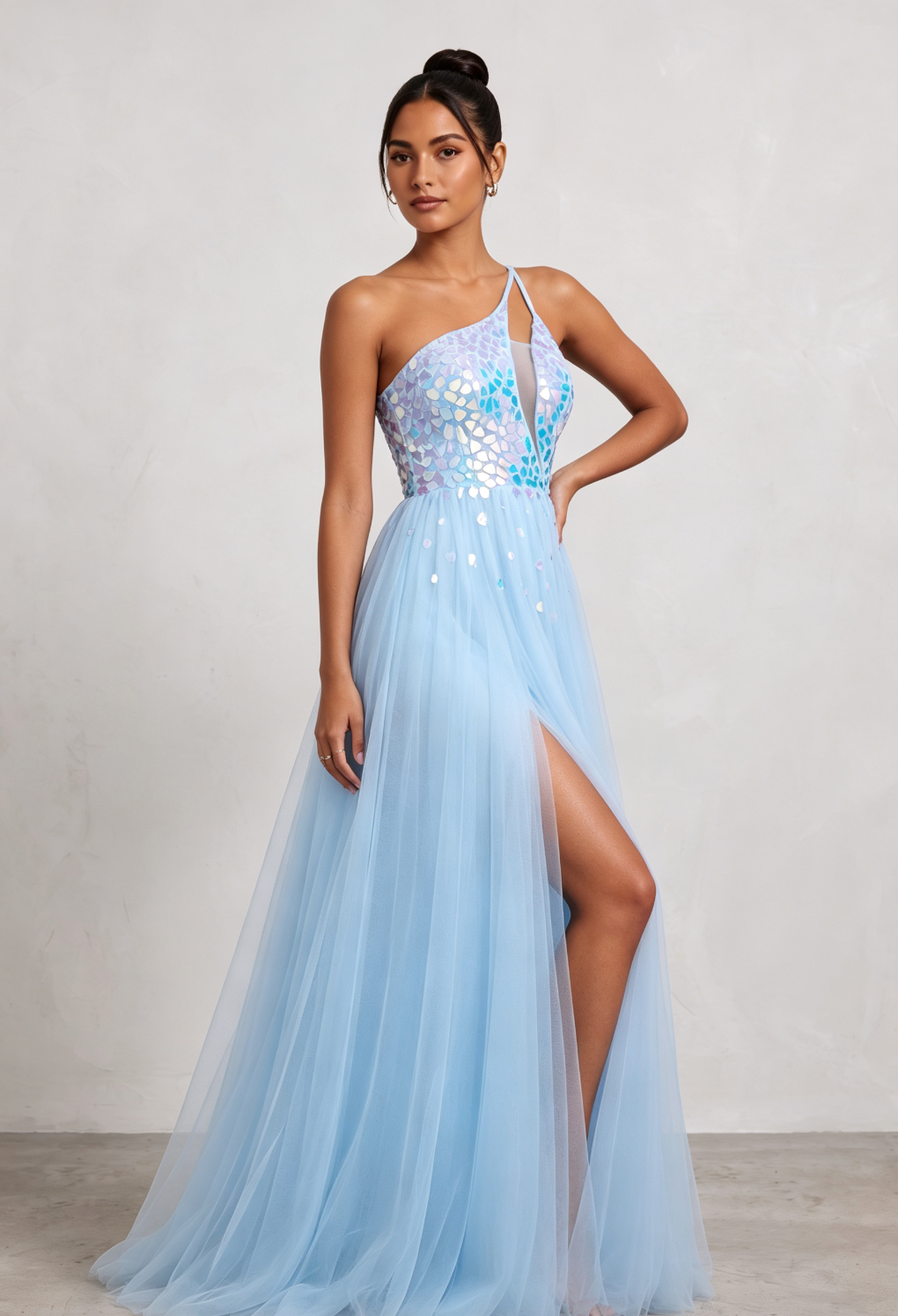 20260819135849_625_34 LIGHT BLUE IRIDESCENT TULLE LACE-UP BACK EVENING GOWN