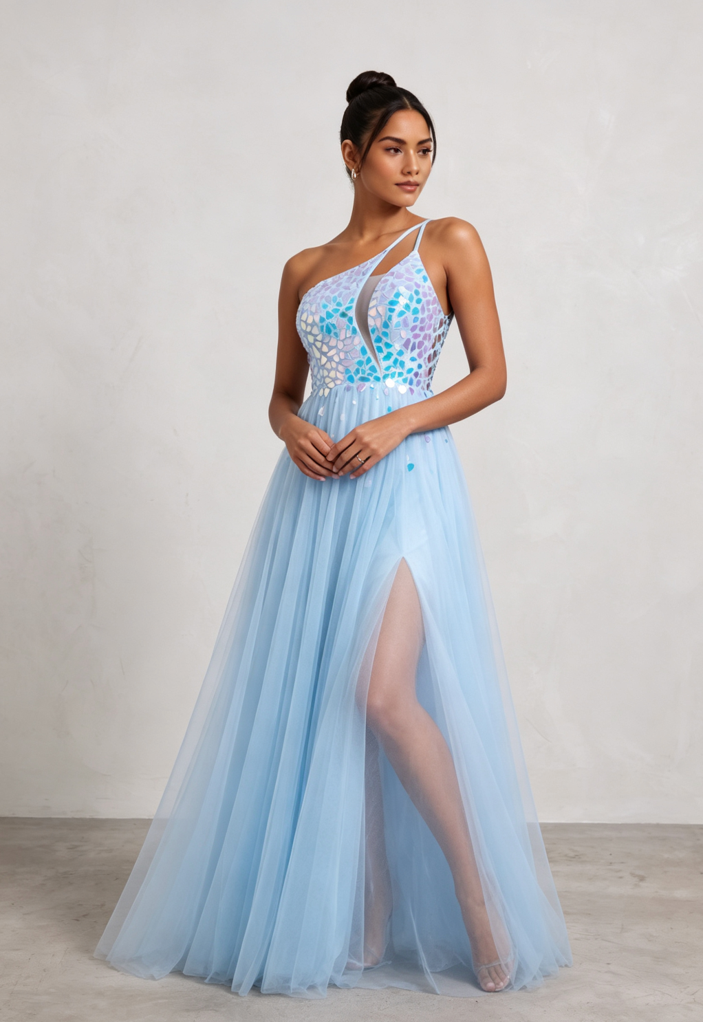 20260819135849_626_34 LIGHT BLUE IRIDESCENT TULLE LACE-UP BACK EVENING GOWN