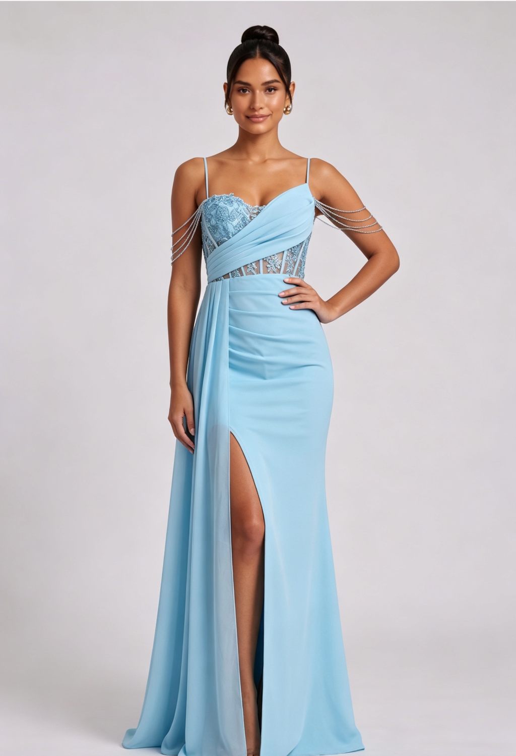 20260819140856_629_34 LIGHT BLUE COLD SHOULDER LACE MAXI DRESS FOR WEDDING GUEST