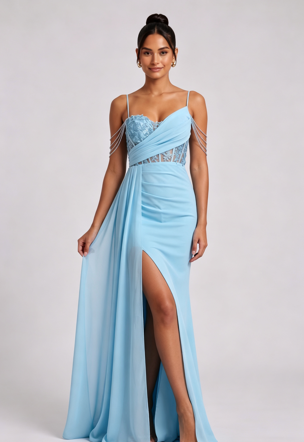 20260819140856_630_34 LIGHT BLUE COLD SHOULDER LACE MAXI DRESS FOR WEDDING GUEST