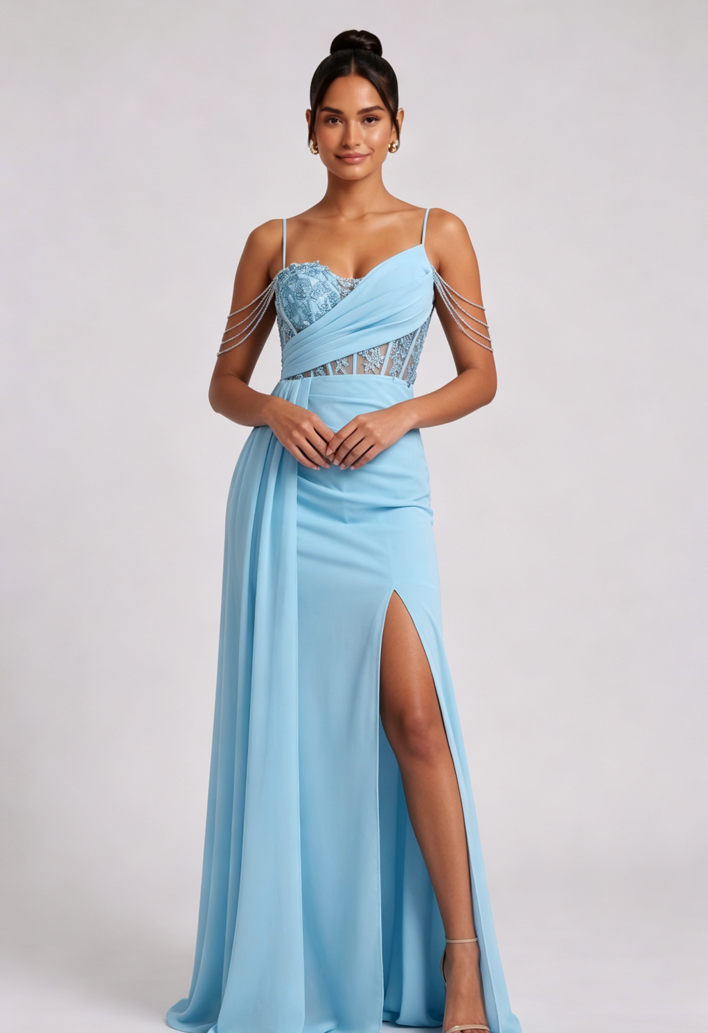 20260819140856_631_34 LIGHT BLUE COLD SHOULDER LACE MAXI DRESS FOR WEDDING GUEST