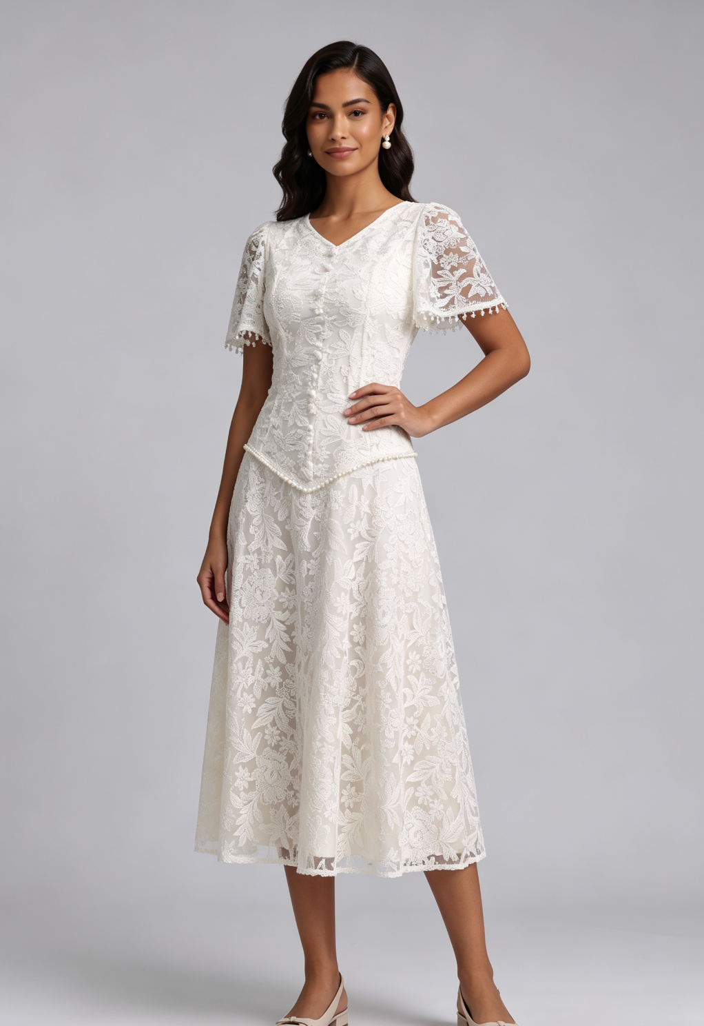 20260820134709_637_34 IVORY FLORAL LACE A-LINE WEDDING GUEST DRESS