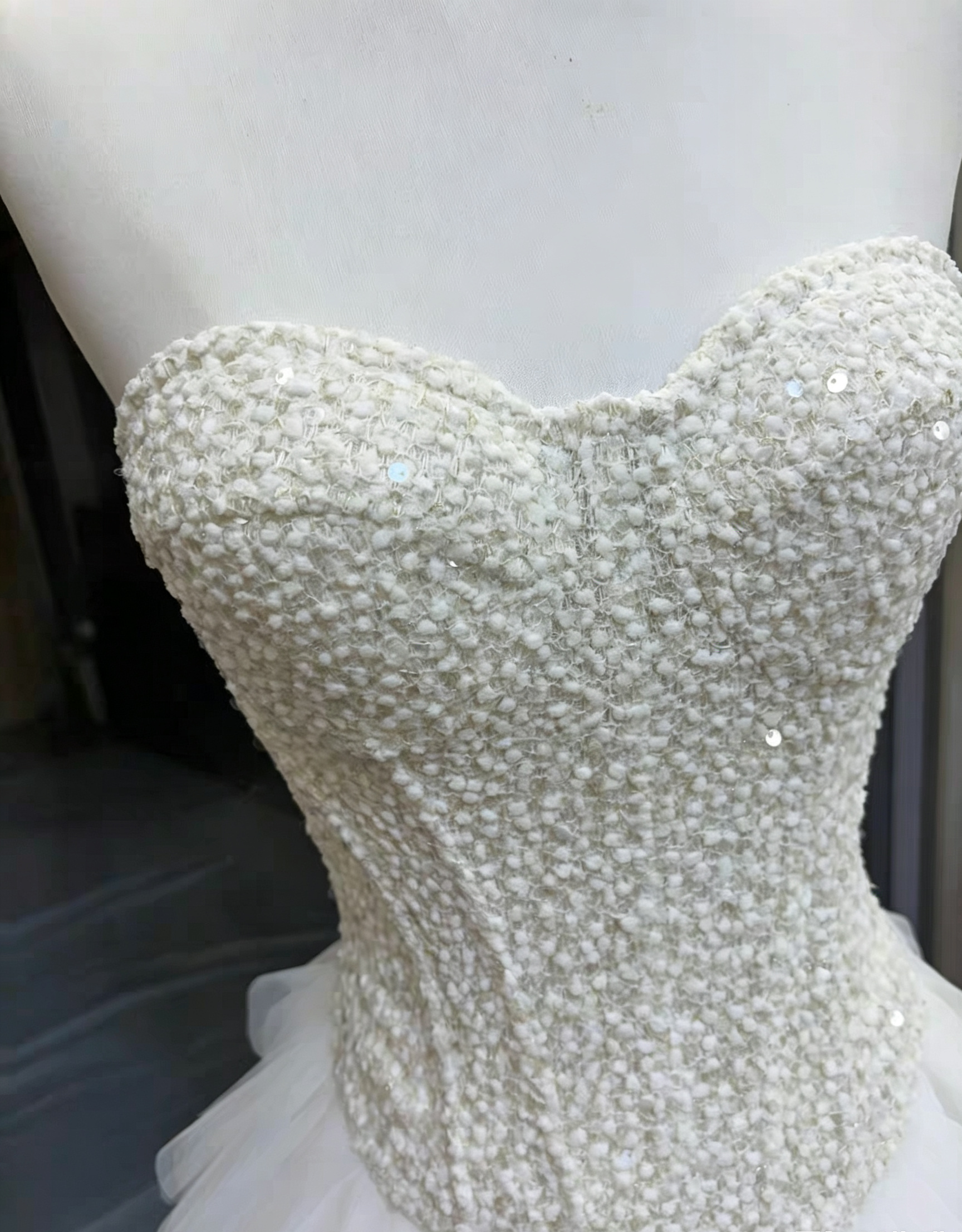 BEADED STRAPLESS CORSET & RUFFLE TULLE MINI SKIRT TWO-PIECE SET