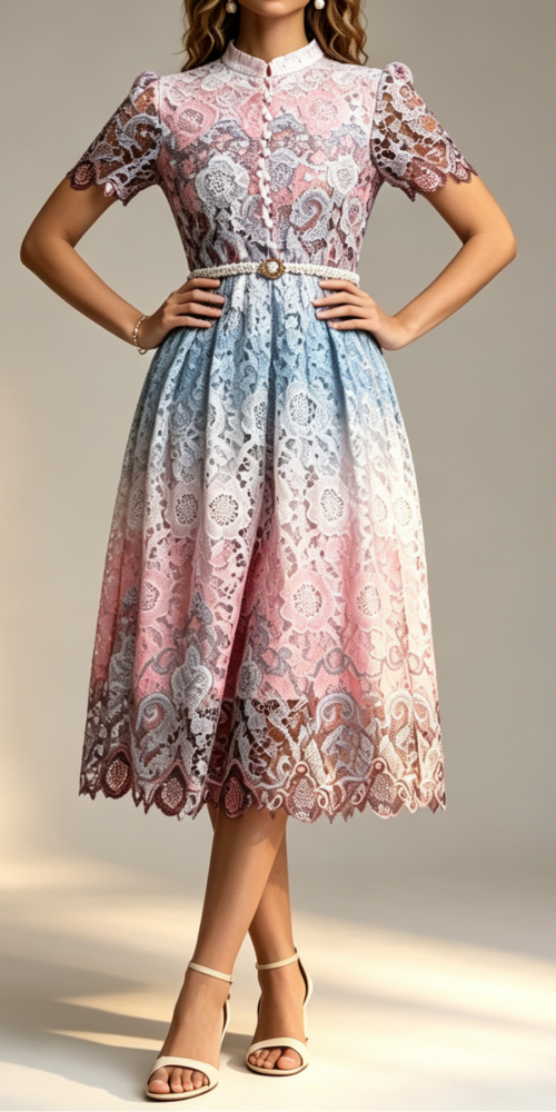 21_6dea63d4-9554-43d6-a4fb-536afd91b2bc OMBRE FLORAL LACE MIDI DRESS | STAND COLLAR PUFF SLEEVE A-LINE