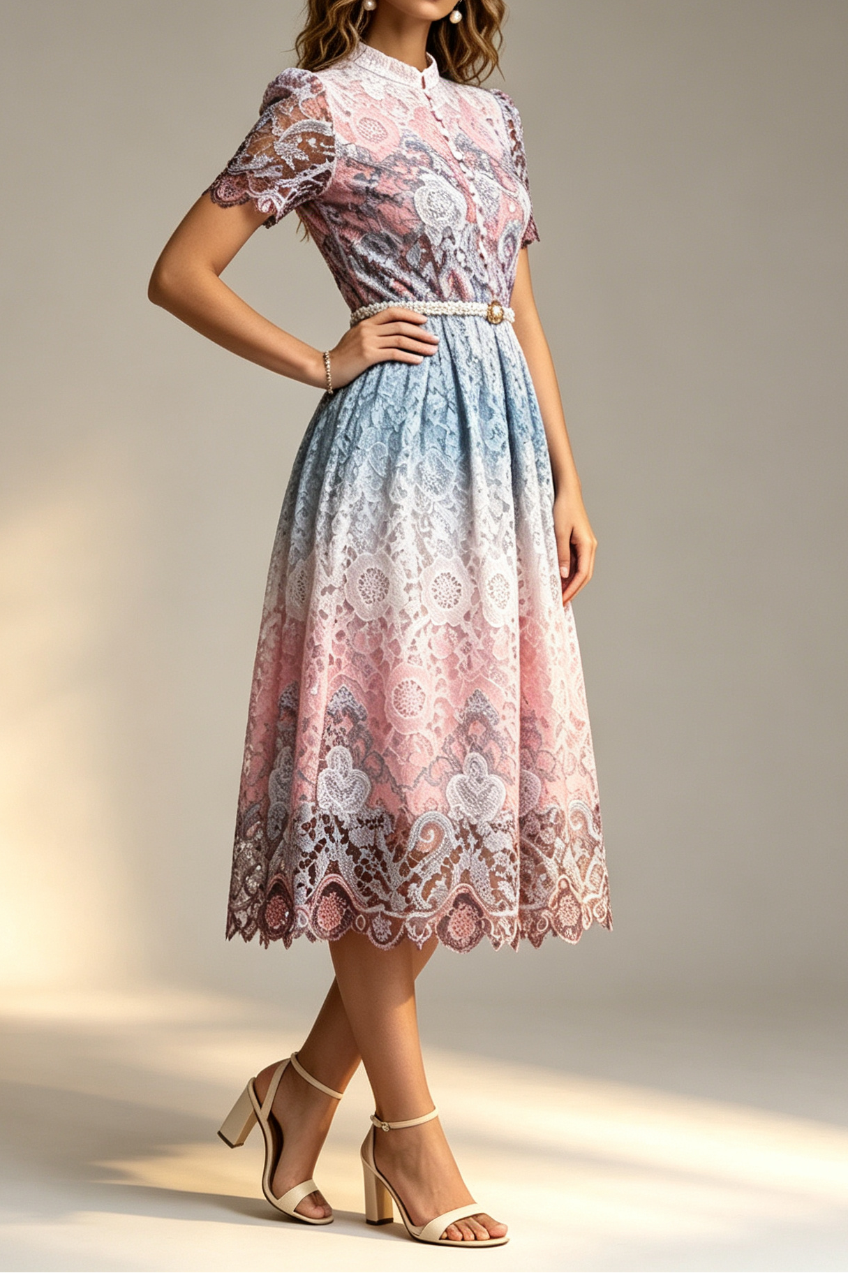 22_9a6b7095-1346-4790-b6b4-eebc122f75ed OMBRE FLORAL LACE MIDI DRESS | STAND COLLAR PUFF SLEEVE A-LINE
