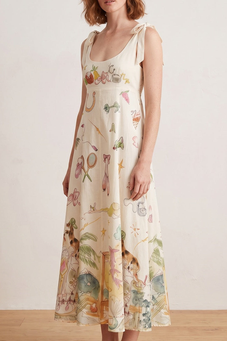 239223633f3ba5d4 BOW STRAP WHIMSICAL MIDI DRESS FOR WEDDING GUEST
