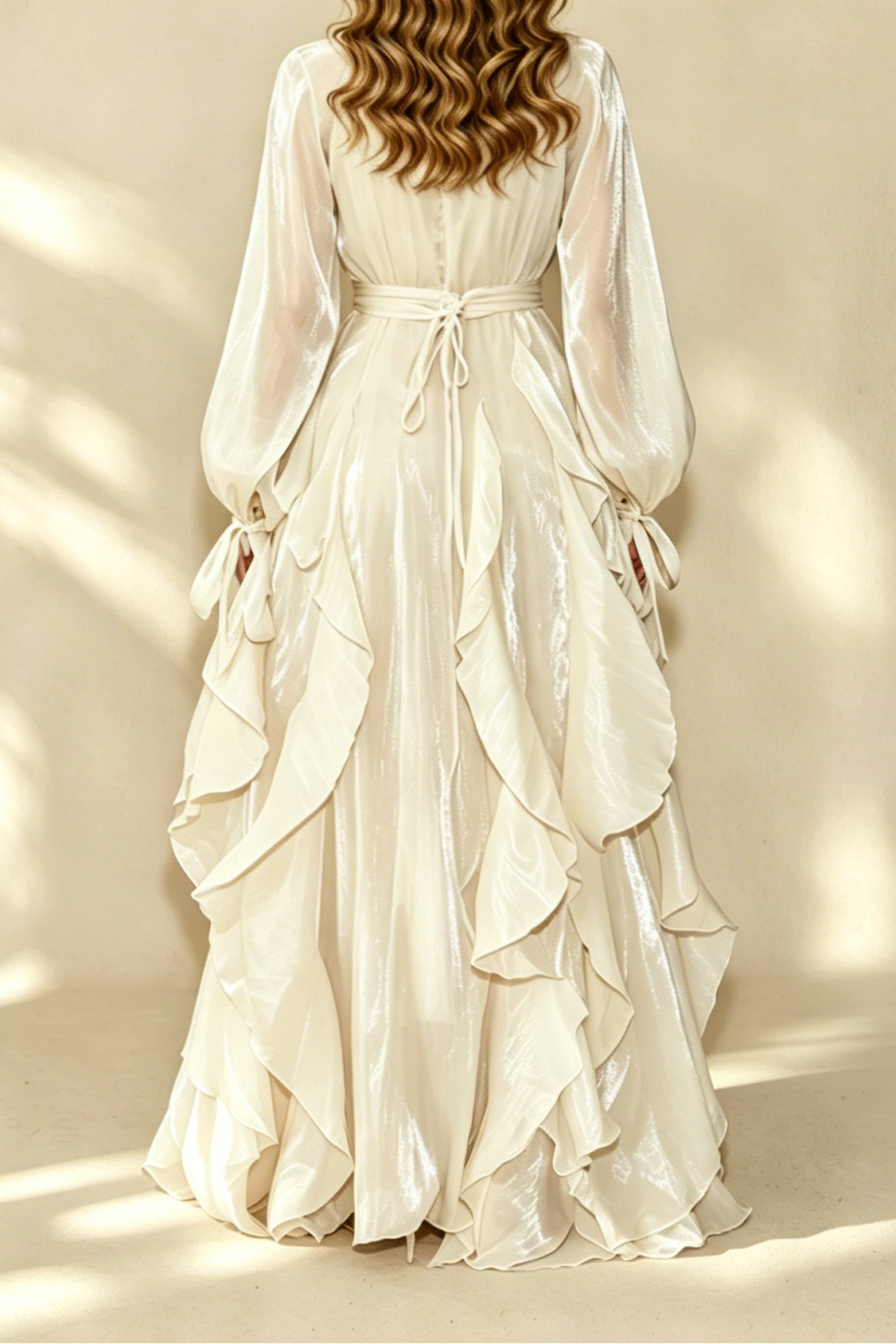 24_0ea38d0d-a4a2-4dca-b3cc-dd4ef0837f7e CHAMPAGNE SHIMMER CHIFFON RUFFLED MAXI GOWN
