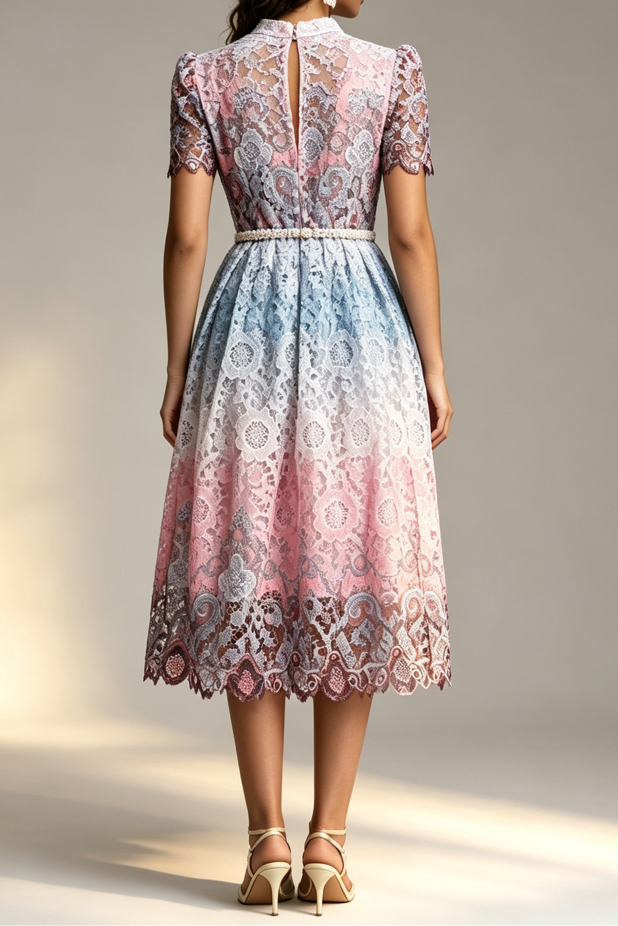 24_509cbc3a-4008-4d7a-aade-0437b66773c3 OMBRE FLORAL LACE MIDI DRESS | STAND COLLAR PUFF SLEEVE A-LINE
